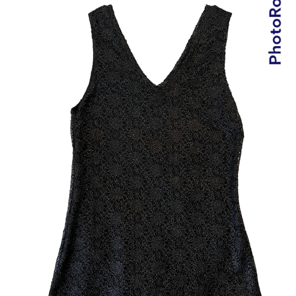 Banana Republic black sparkly lace tank shell size medium